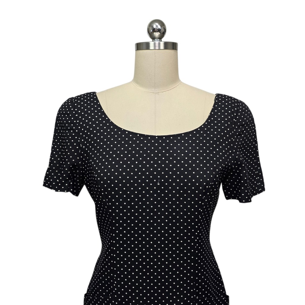 Ann Taylor Vintage Polka Dot Sheath Dress Black White Short Sleeve Size 6 USA - Picture 9 of 9